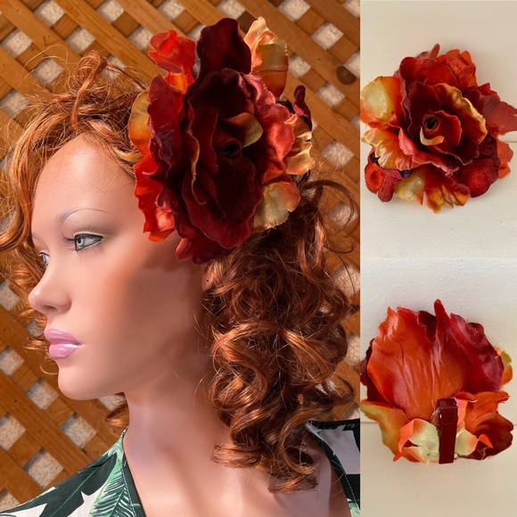 Fabulous New Fabric VELVET ROSE Huge PINUP VLV Style HAIR CLIP - Picture 3 of 8
